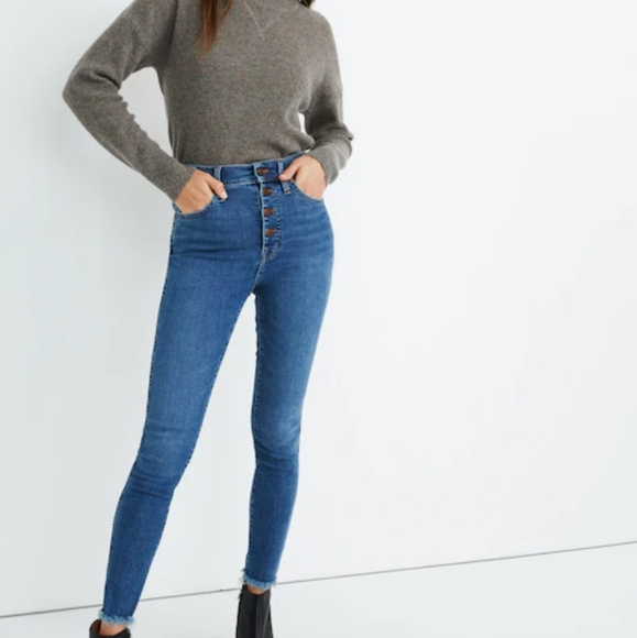 Madewell 10" High Rise Button Front Skinny Jeans - Picture 1 of 9